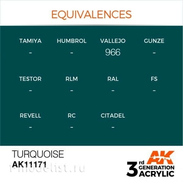 AK11171 AK Interactive acrylic Paint 3rd Generation Turquoise 17ml