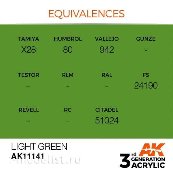 AK11141 AK Interactive acrylic Paint 3rd Generation Light Green 17ml