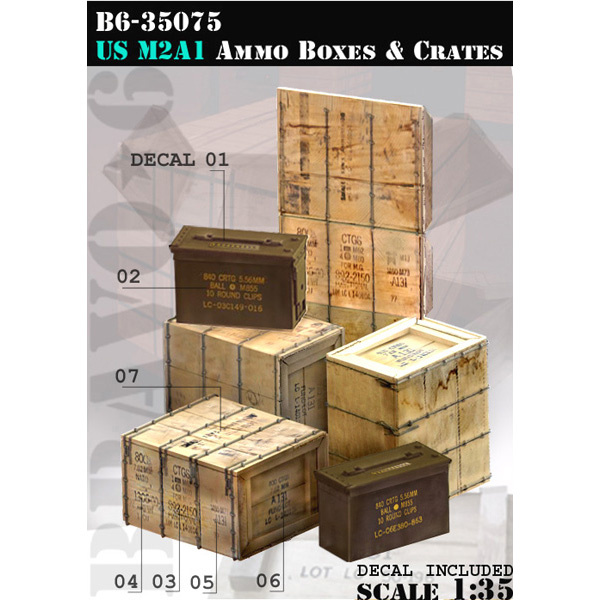 B6-35075 Bravo-6 1/35 U.S. M2A1 Ammo Boxes and Crates / M2A1 Ammunition Boxes and Crates USA