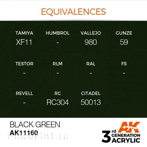 AK11160 AK Interactive acrylic Paint 3rd Generation Black Green 17ml