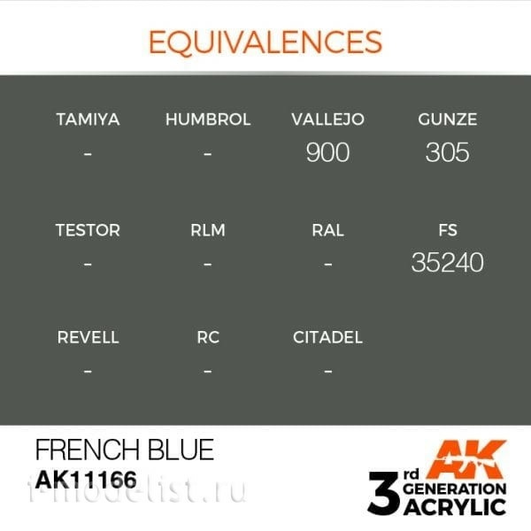AK11166 AK Interactive acrylic Paint 3rd Generation French Blue 17ml