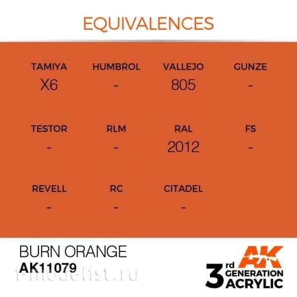 AK11079 AK Interactive acrylic Paint 3rd Generation Burn Orange 17ml