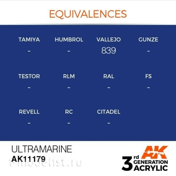 AK11179 AK Interactive acrylic Paint 3rd Generation Ultramarine 17ml