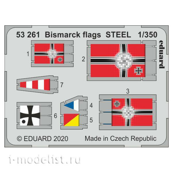 53261 Eduard 1/350 photo etched parts for Bismarck, steel flags