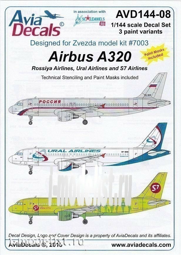 AVD14408 Begemot 1/144 Decals & mask for Airbus A320