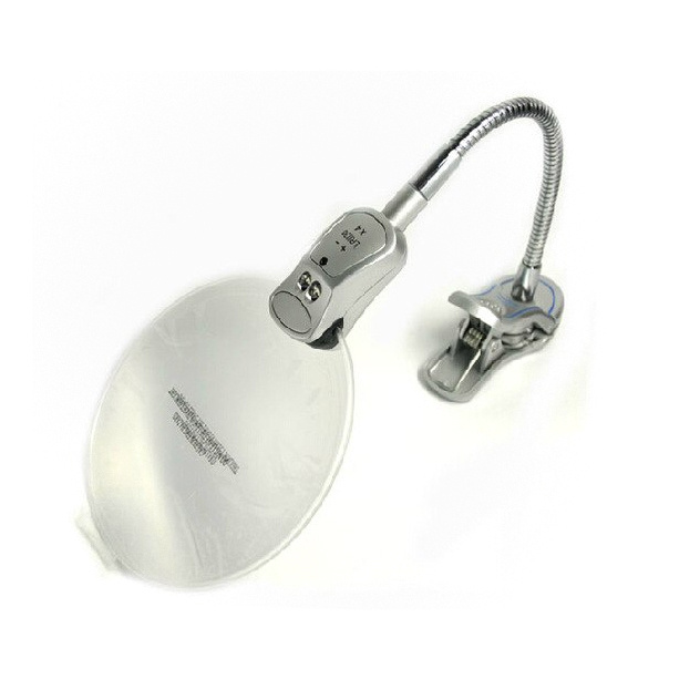 MW-2141 MANWAH Лупа 4-кратная с подсветкой (зажим)