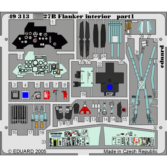 49313 Eduard 1/48 Color photo etched parts for C-27 Flanker B interior
