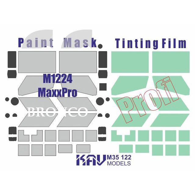 M35 122 KAV models 1/35 Paint mask for glazing M1224 Max Pro MRAP PRO (Bronco)