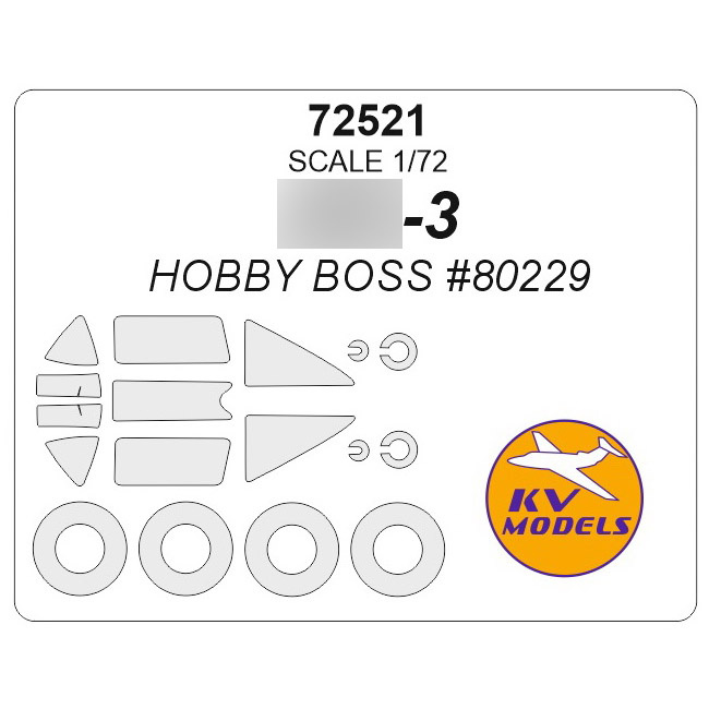 72521 KV Models 1/72 Paint mask for MiGG-3 + masks for wheels and wheels