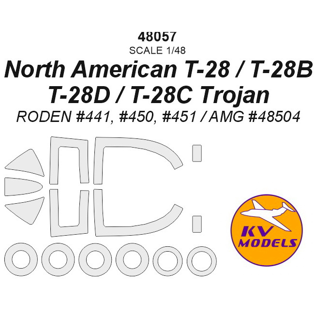 48257 KV Models 1/48 Paint Mask for North American T-28/ T-28B/ T-28D/ T-28C Trojan + masks for wheels and wheels