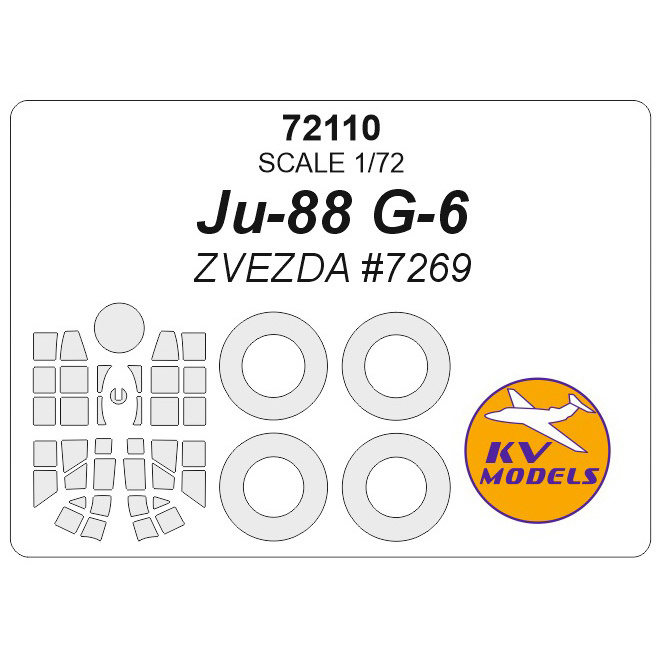 72110 KV Models 1/72 Paint mask for Ju-88 G-6 + masks for wheels and wheels