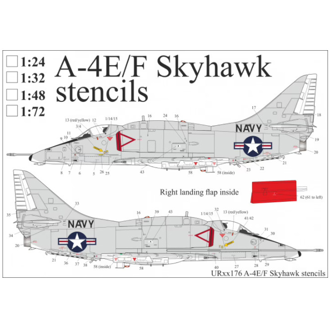 UR32176 Sunrise 1/32 Decals for A-4E/F Skyhawk, Tech. inscriptions