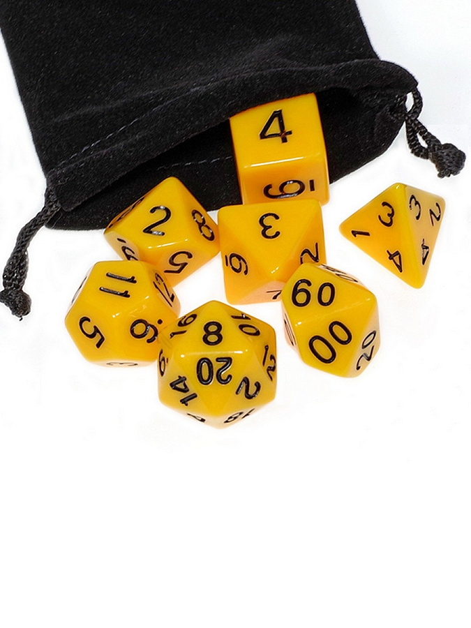 DA0003 Zvezda Набор из 7 кубиков для ролевых игр (желтый) блистер с мешочком