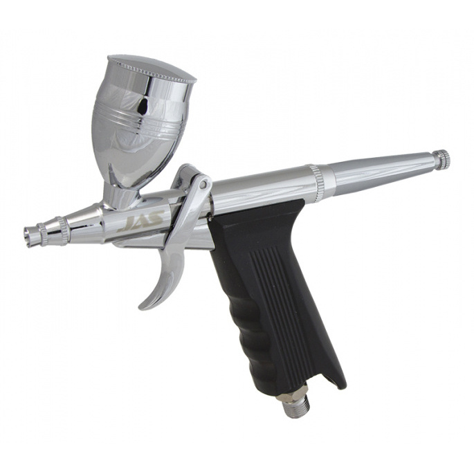 1134 Airbrush JAS pistol type. The presence in the set of interchangeable containers for paint allows you to produce different amounts of work.