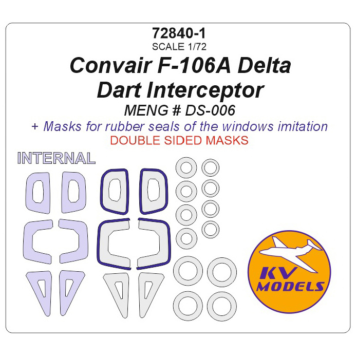 72840-1 KV Models 1/72 Convair F-106A Delta Dart Interceptor (MENG # DS-006) - (Double-sided masks) + masks for rims and wheels