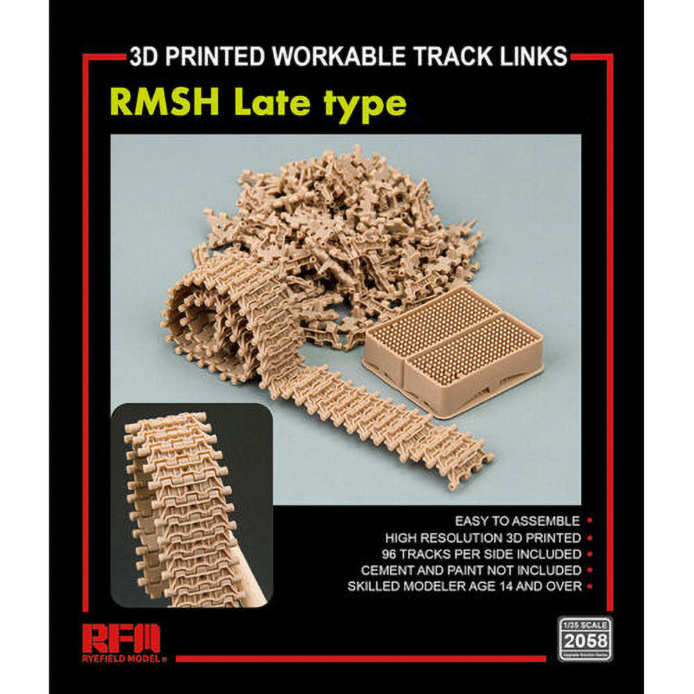RM-2058 Rye Field Model 1/35 Working tracks RMSH for late tanks T-55 (3D printing)