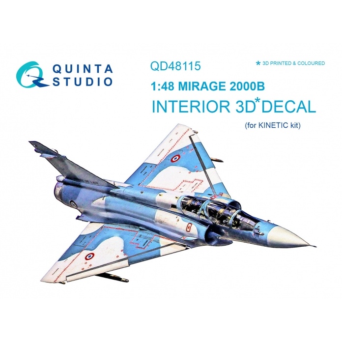 QD48115 Quinta Studio 1/48 3D Decal of Mirage 2000B cabin interior (for Kinetic model)