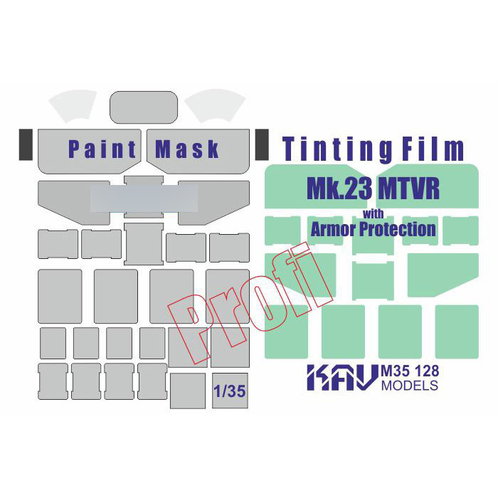 M35 128 KAV models 1/35 Paint mask for glazing MTVR Mk.23 with Armor Protection PRO (Trumpeter)