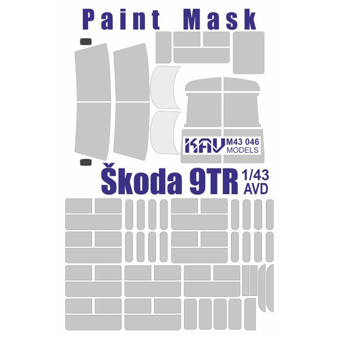M43 046 KAV models 1/43 Окрасочная маска для модели троллейбуса Skoda 9TR (AVD)