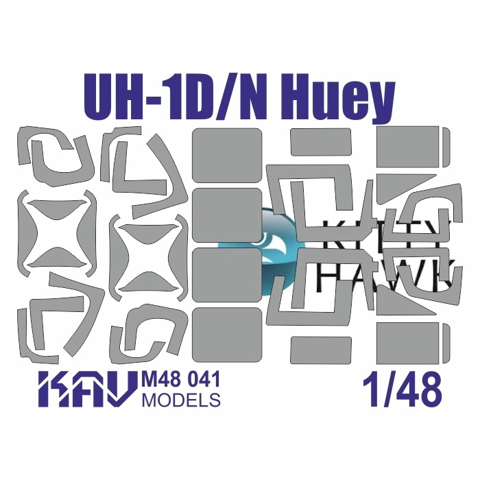 M48 041 KV Models 1/48 paint mask for glazing UH-1D/N (Kitty Hawk)