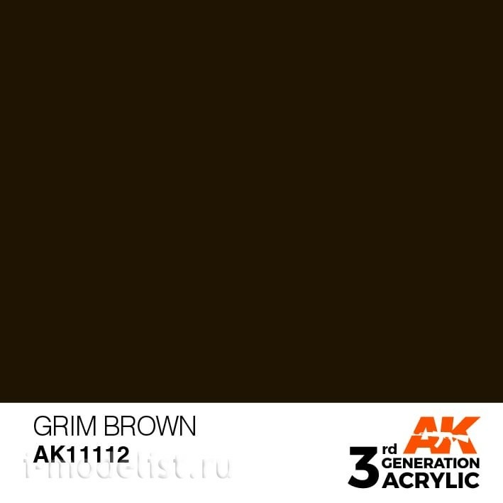 AK11112 AK Interactive acrylic Paint 3rd Generation Grim Brown 17ml