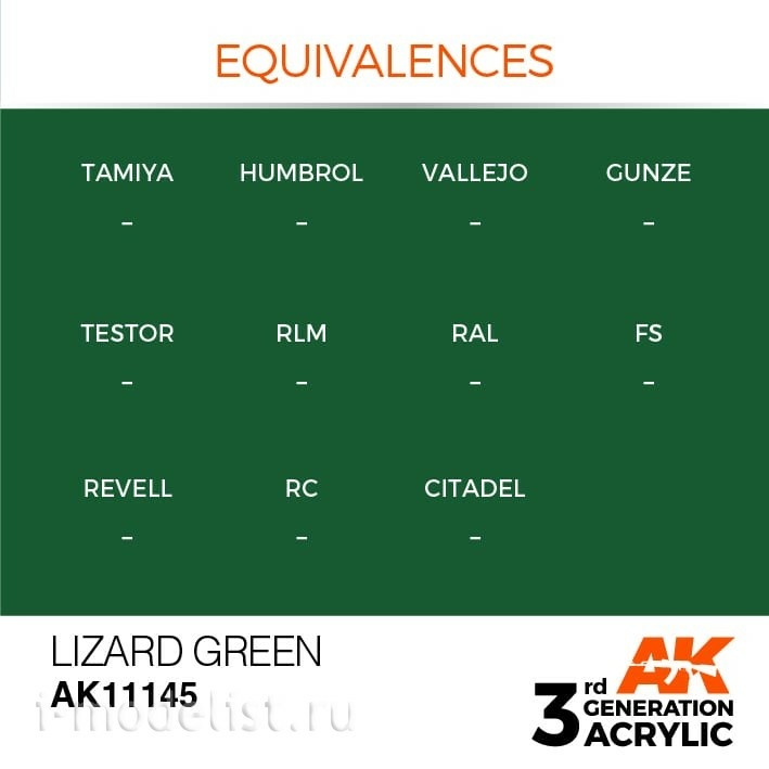 AK11145 AK Interactive acrylic Paint 3rd Generation Lizard Green 17ml