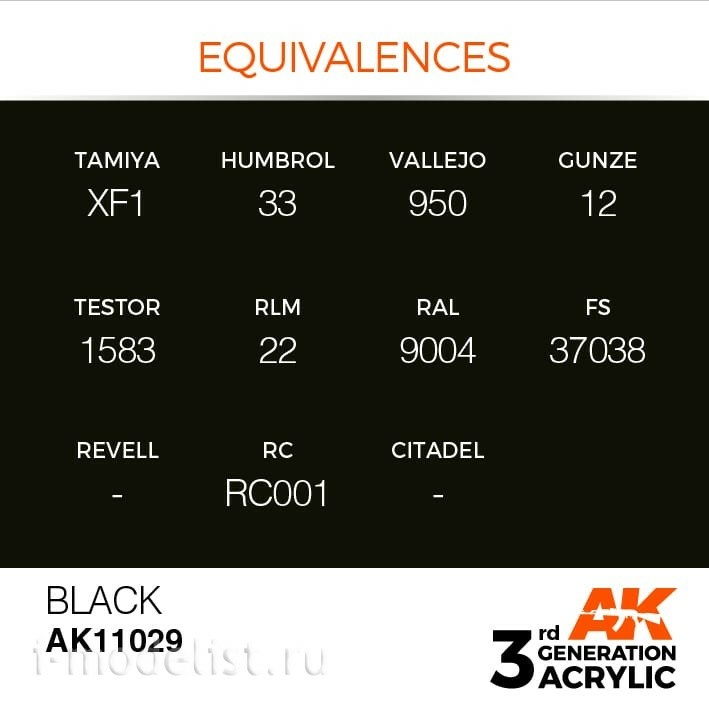 AK11029 AK Interactive acrylic Paint 3rd Generation Black 17ml