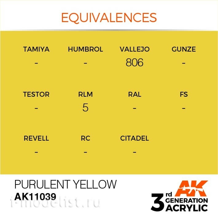 AK11039 AK Interactive acrylic Paint 3rd Generation Purulent Yellow 17ml
