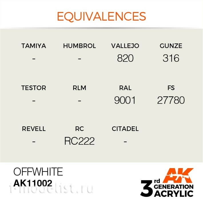 AK11002 AK Interactive acrylic Paint 3rd Generation Offwhite 17ml