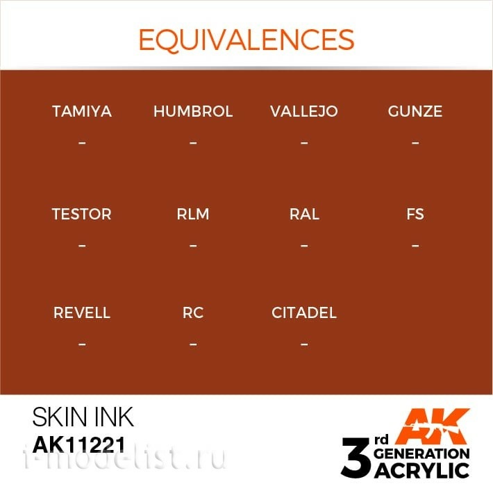 AK11221 AK Interactive acrylic Paint 3rd Generation Skin INK 17ml
