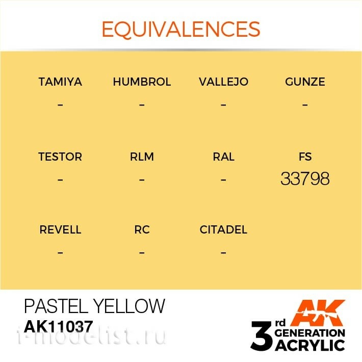 AK11037 AK Interactive acrylic Paint 3rd Generation Pastel Yellow 17ml