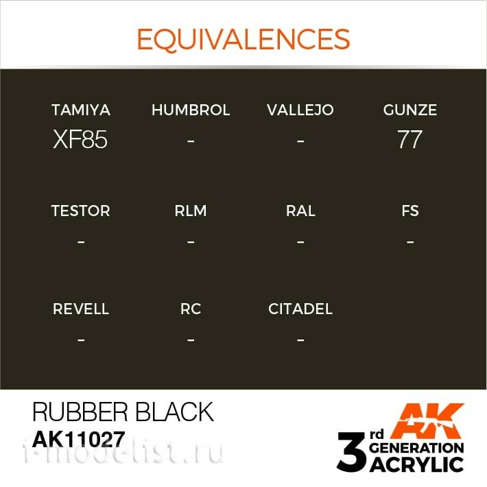 AK11027 AK Interactive acrylic Paint 3rd Generation Rubber Black 17ml