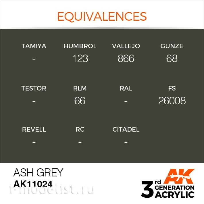 AK11024 AK Interactive acrylic Paint 3rd Generation Ash Grey 17ml