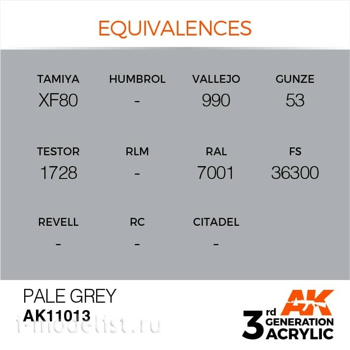 AK11013 AK Interactive acrylic Paint 3rd Generation Pale Grey 17ml