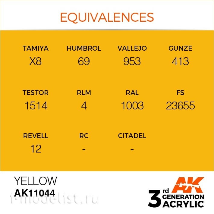 AK11044 AK Interactive acrylic Paint 3rd Generation Yellow 17ml