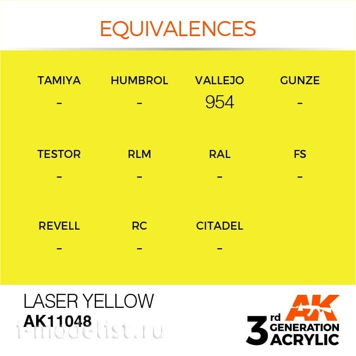 AK11048 AK Interactive acrylic Paint 3rd Generation Laser Yellow 17ml