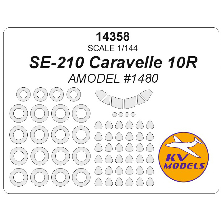 14358 KV Models 1/144 SE-210 Caravelle 10R (AMODEL #1480) + masks for rims and wheels
