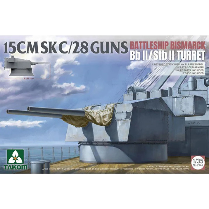 2147 Takom 1/35 Turret 15-CM SKC/28 Battleship Bismarck Bb II/Sdb II