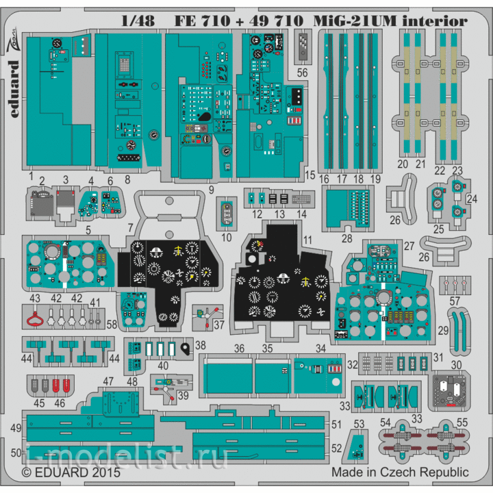 FE710 Eduard 1/48 Color Photo etching for MiG-21UM interior S. A. (interior)