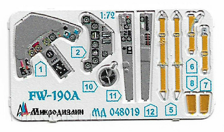 072019 Microdesign 1/72 Color Photo Etching Kit for FW-190A (Zvezda)