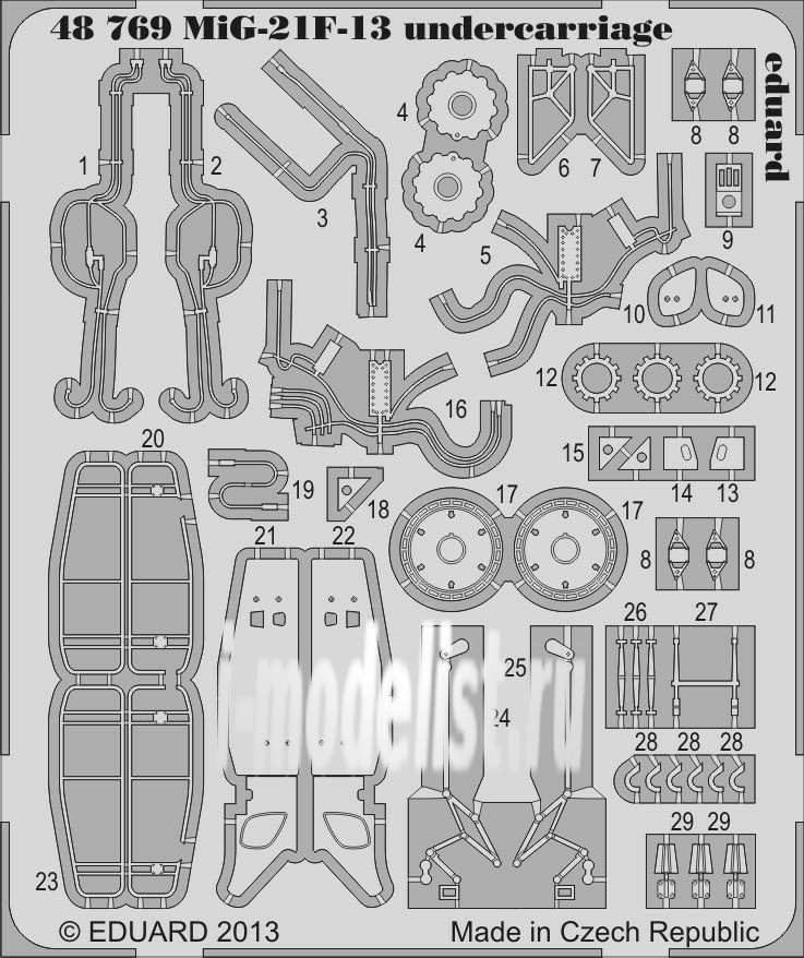 48769 Eduard photo etched parts 1/48 MiG-21F-13 undercarriage