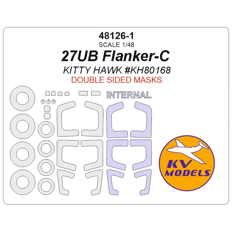 48126-1 KV Models 1/48 С-27UB Flanker-C (KITTY HAWK #KH80168) - (Double-sided Masks) + masks for rims and wheels