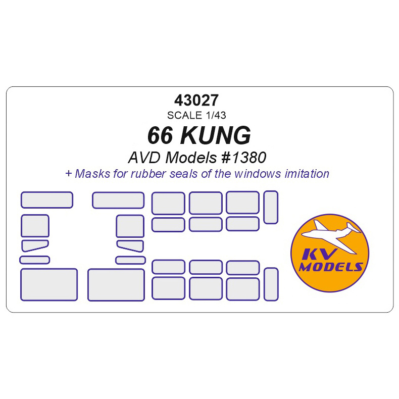 43027 KV Models 1/43 Paint mask for car 66 KUNG (AVD Models #1380)