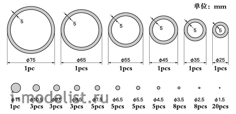 09948 Trumpeter Set of plastic circles and rings Plastic Circle Board C-set - 0.3 mm .Plastic Circle Board Thickness:0.3 mmLoop and disk , 17 kinds in total