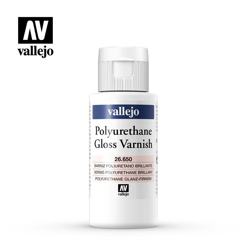 26650 Vallejo Глянцевый полиуретановый лак, 60 мл / Gloss Polyurethane Varnish, 60 ml