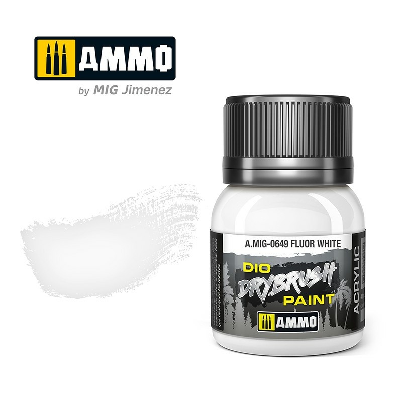 AMIG0649 Ammo Mig Paint for Dry Brush Technique DRYBRUSH Fluorescent White