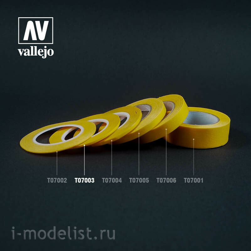 T07003 Vallejo Маскировочная лента 2 мм х 18 м / Masking Tape 2 mm x 18 m