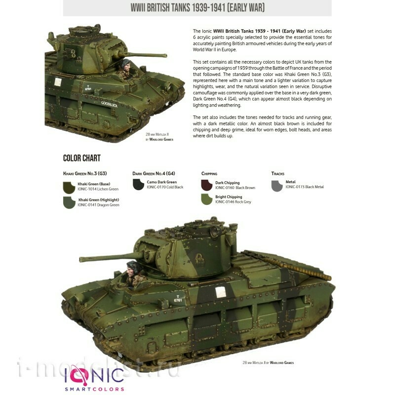 IONIC-1214 Ammo Mig Набор красок IONIC Британские танки времен Второй мировой войны 1939-1941 гг. / WWII British Tanks 1939 – 1941