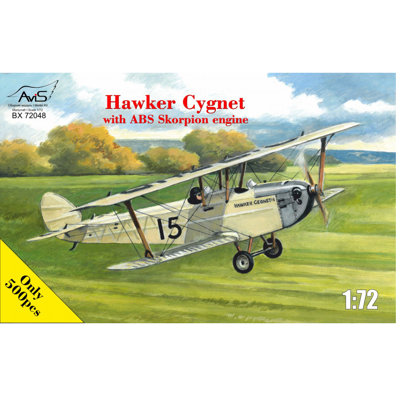72048 Avis 1/72 Hawker Cygnet Biplane with ABS Scorpion Engine