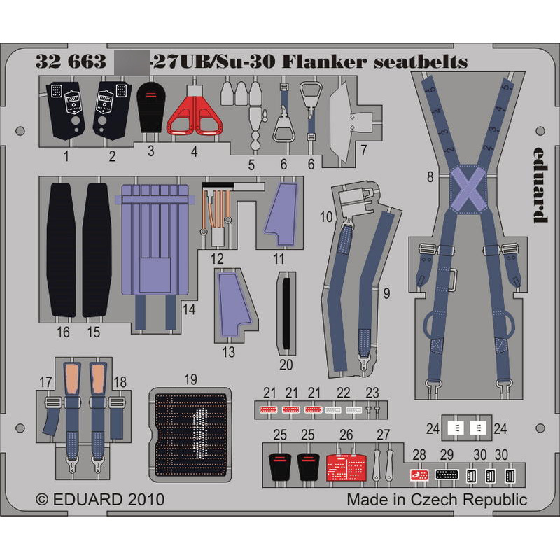 32663 Eduard 1/32 Photo Etching Seat Belts С-27UB/Sukhoi-30 Flanker seatbelts  